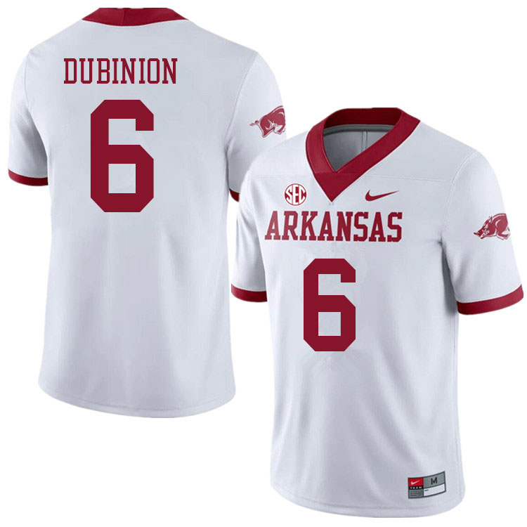 Men #6 Rashod Dubinion Arkansas Razorbacks College Football Jerseys Sale-Alternate White